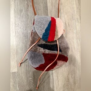 Multicolor Shearling Patchwork Mini Bag